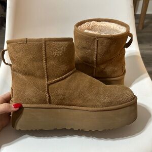 Women's Tan Suede Platform Boots